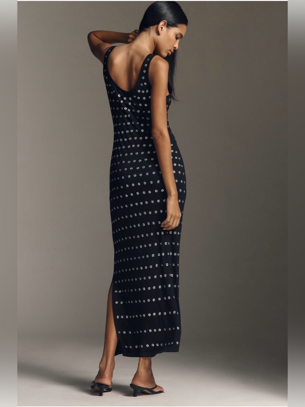 Anthropologie Sleeveless Metallic Knit Slim Midi Dress - Picture 2 of 16